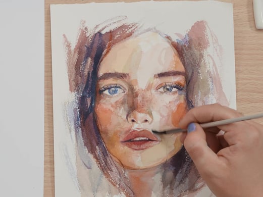 hand painting portrait of womans face